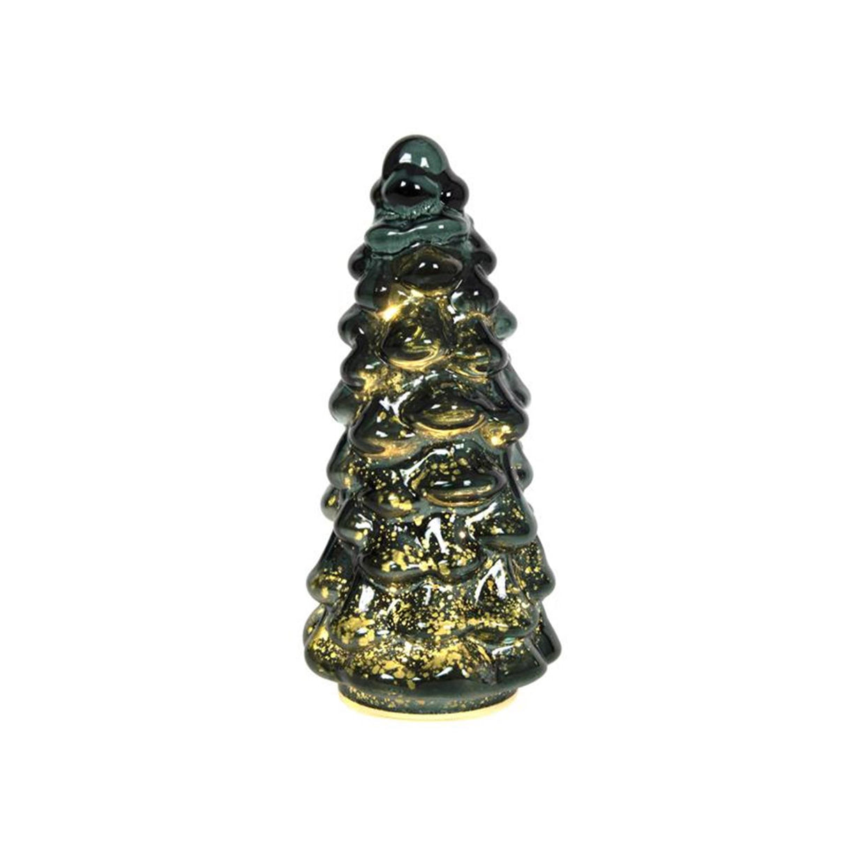 Svenska living juletræsglas relief crackle led grøn d10xh20cm, 2xaaa (eksklusiv)