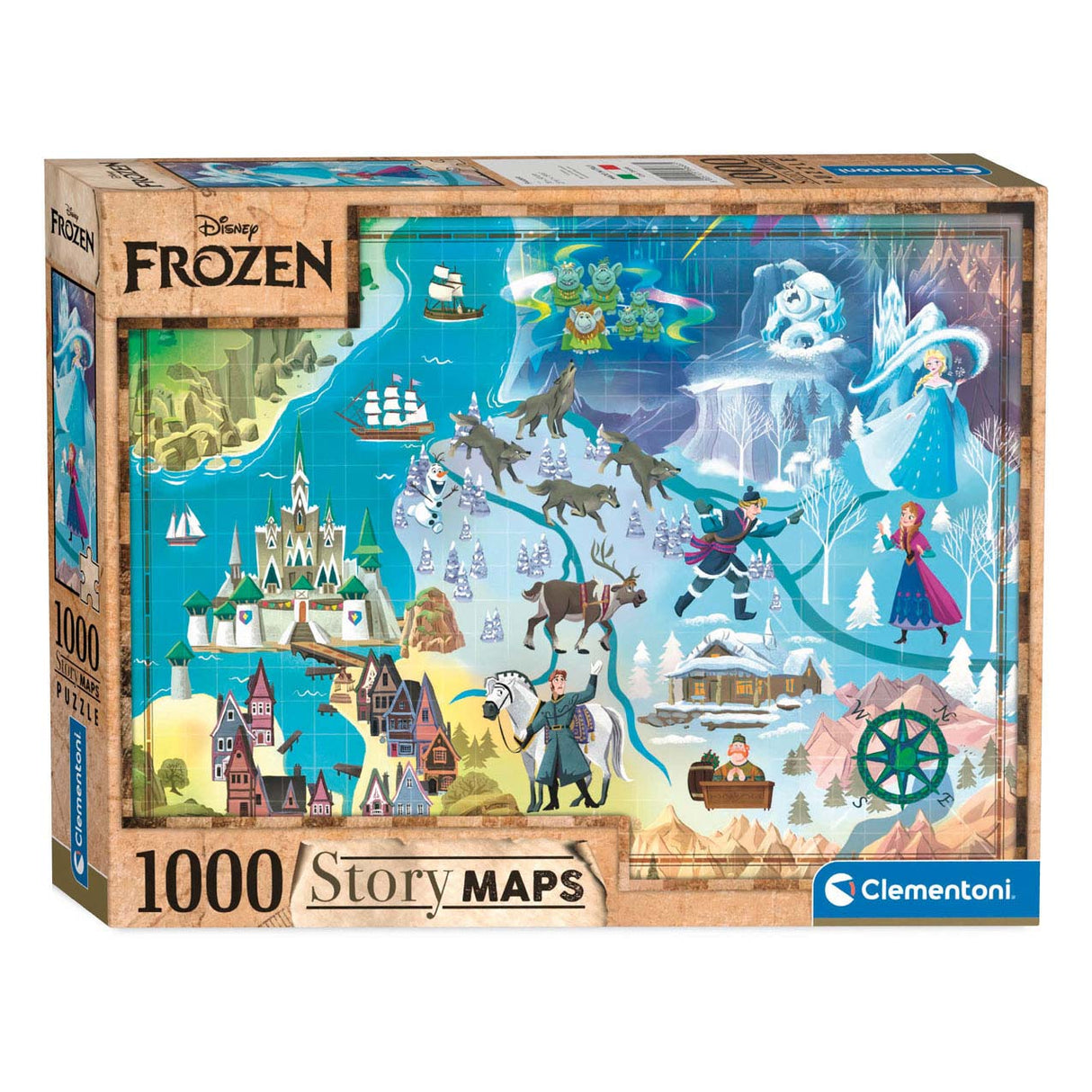Clementoni World Map Puzzle Disney Frozen, 1000st.