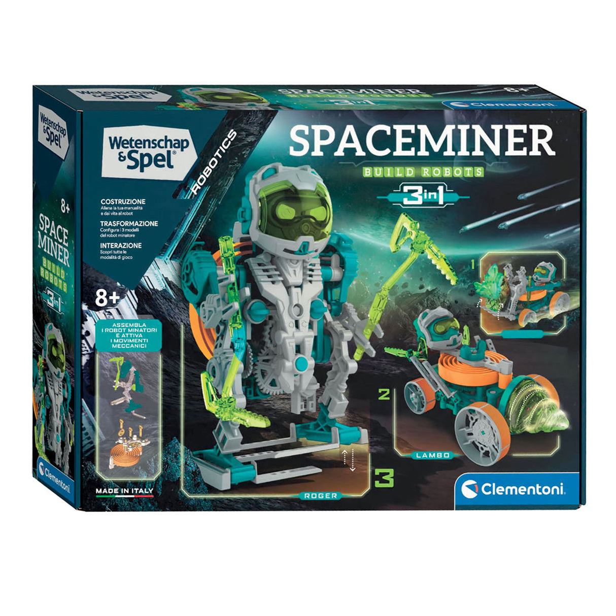Clementoni videnskab og spil - space miner robotics 3i1 byggesæt