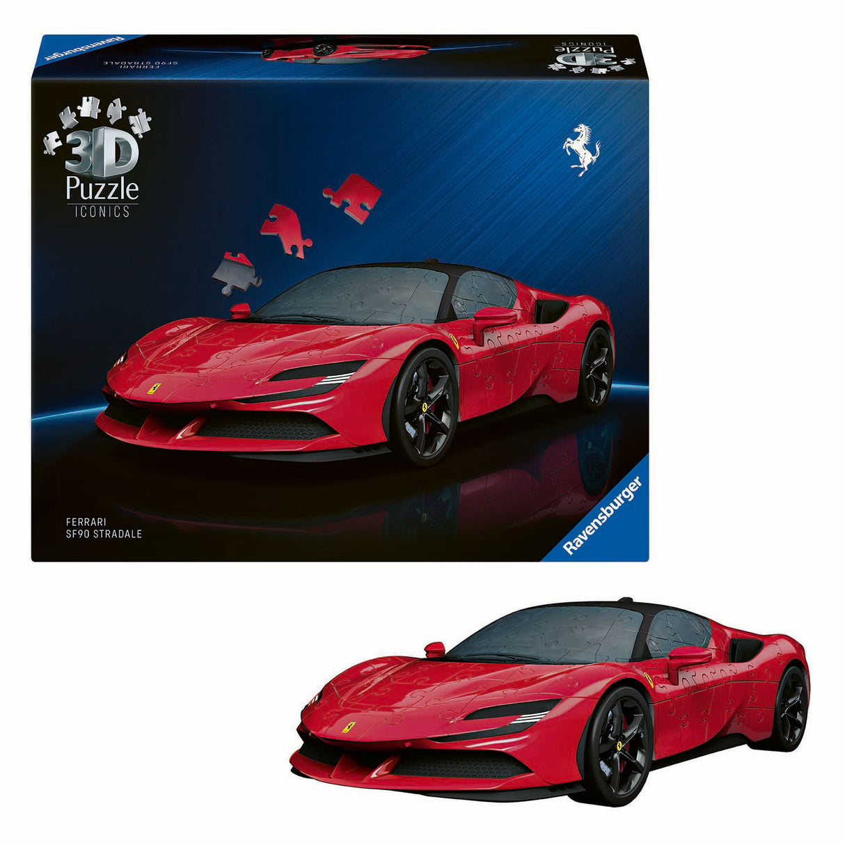 Ravensburger - ikoner: Ferrari SF90 Stradale - 3D puslespil - 108 brikker - byggesæt til børn fra 8 år