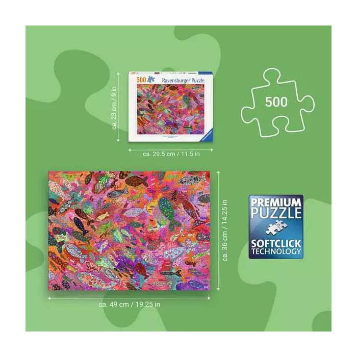 Ravensburger – fisk i fuchsia – puslespil – 500 brikker
