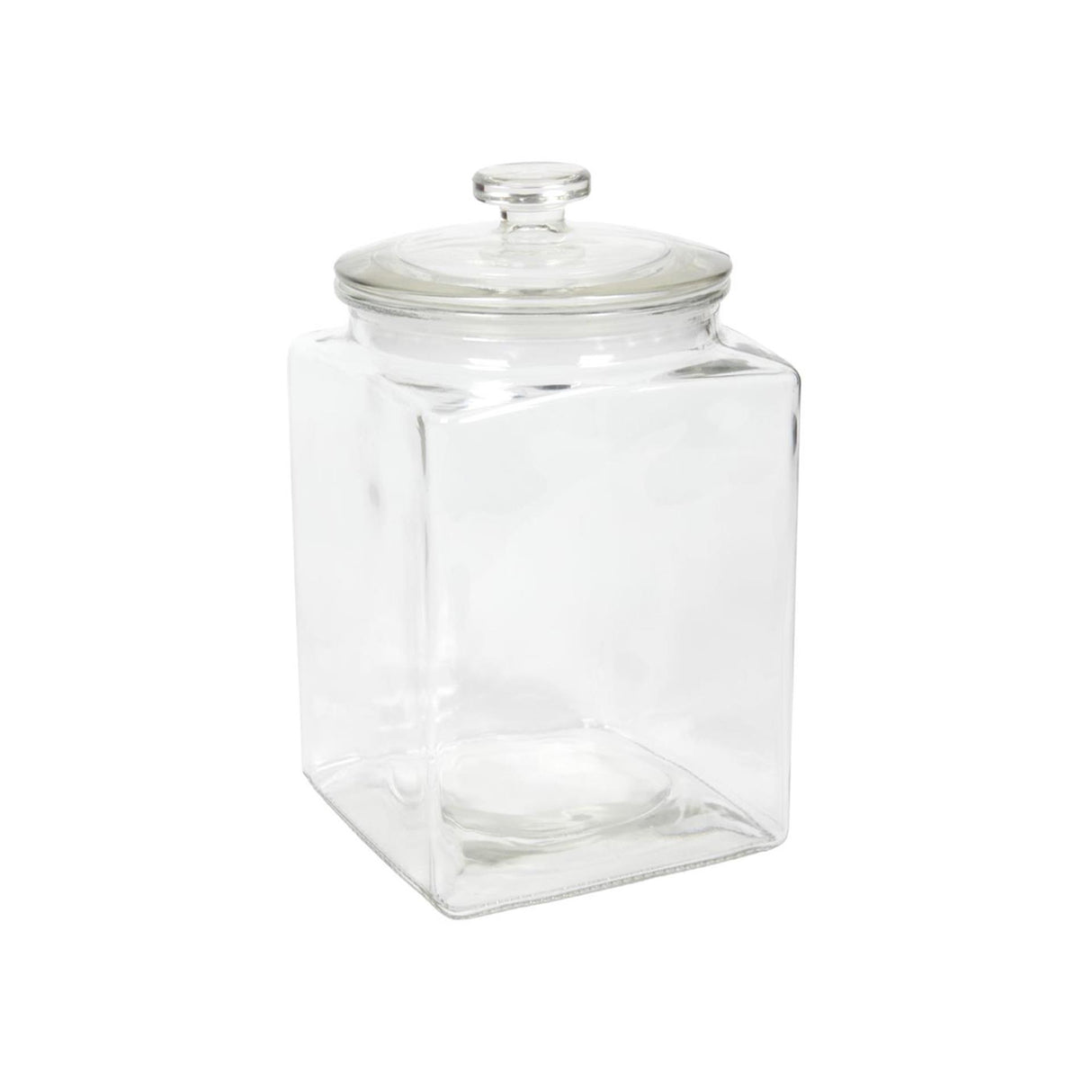Firkantet opbevaringskrukke i glas med låg 3l ã˜14,4xã˜24cm