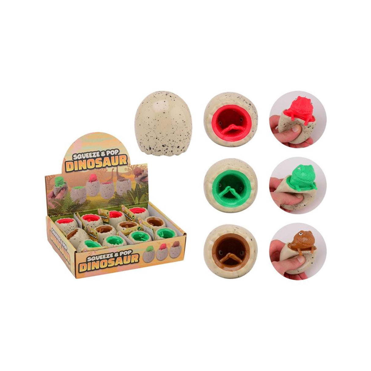 Johntoy john toy squeeze dukke dino 5x5x6,5cm