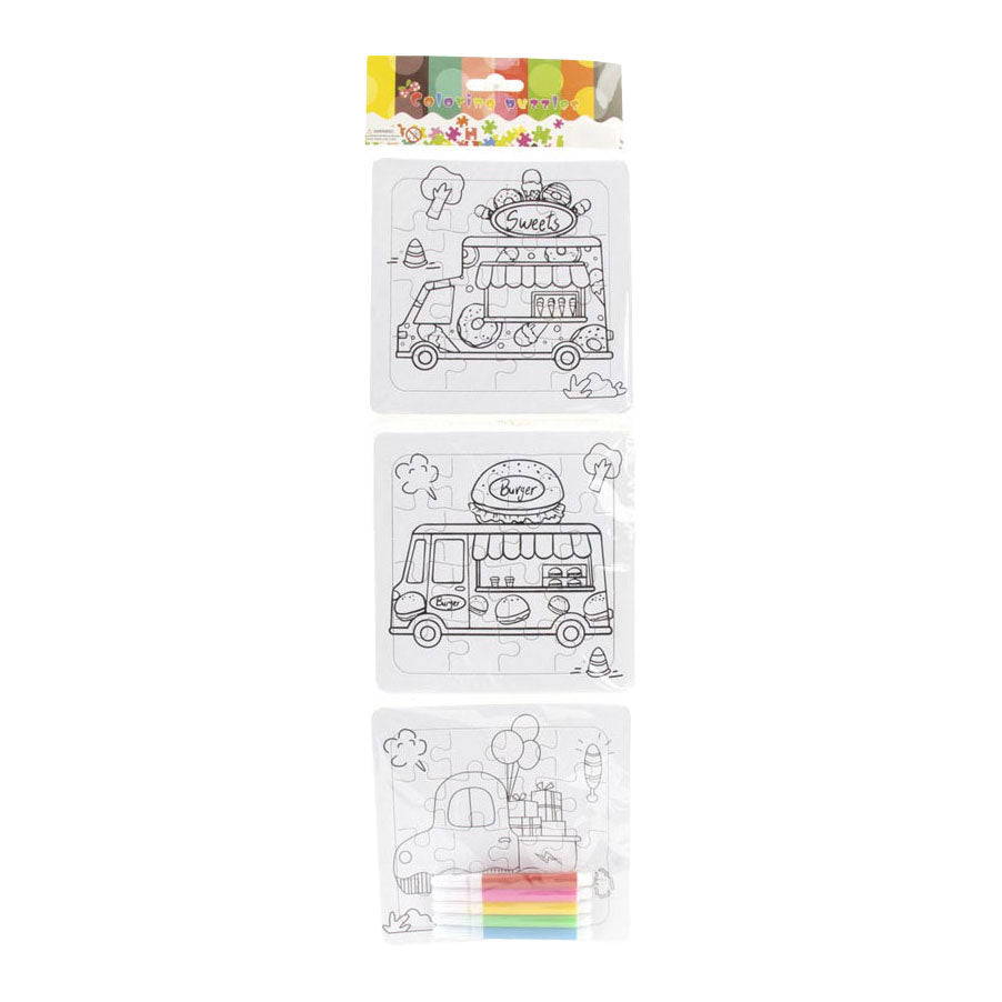 Jono toys kleur je eigen puzzeltjes- 3 puzzeltjes + 5 stiften
