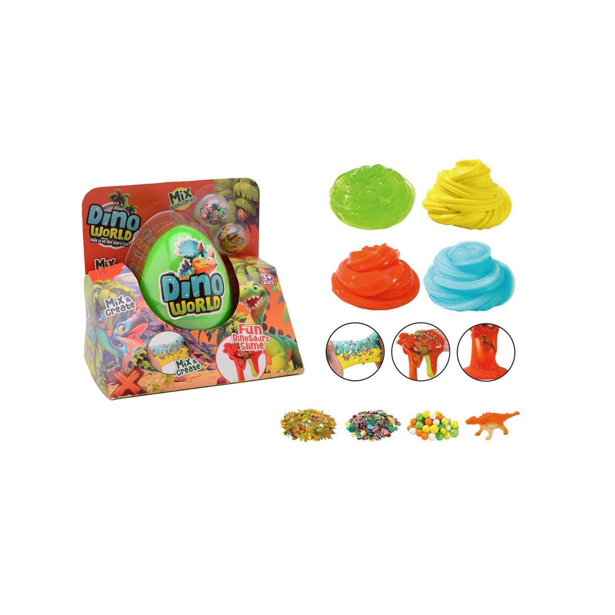 Johntoy dino world mega slimeæg med tilbehør i æske