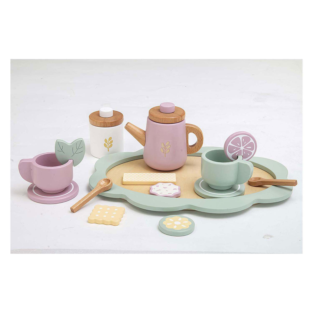 Playwood træ tesæt pastel, 17 stk.