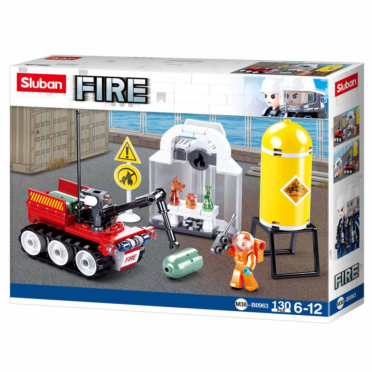 Sluban brandrobot bore byggelegetøj til børn fra 6 år - byggelegetøj model bygning brandvæsen robot - byggekasse med 130 byggeklodser og 1 minifigur - m38-b0963