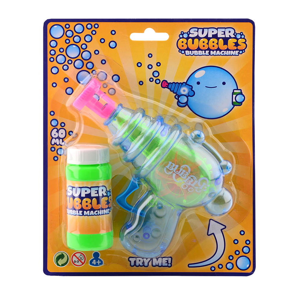Johntoy boblepistol - boblemaskine - bobleblæser - med refill - legetøj - plastik - blå - grøn - pink