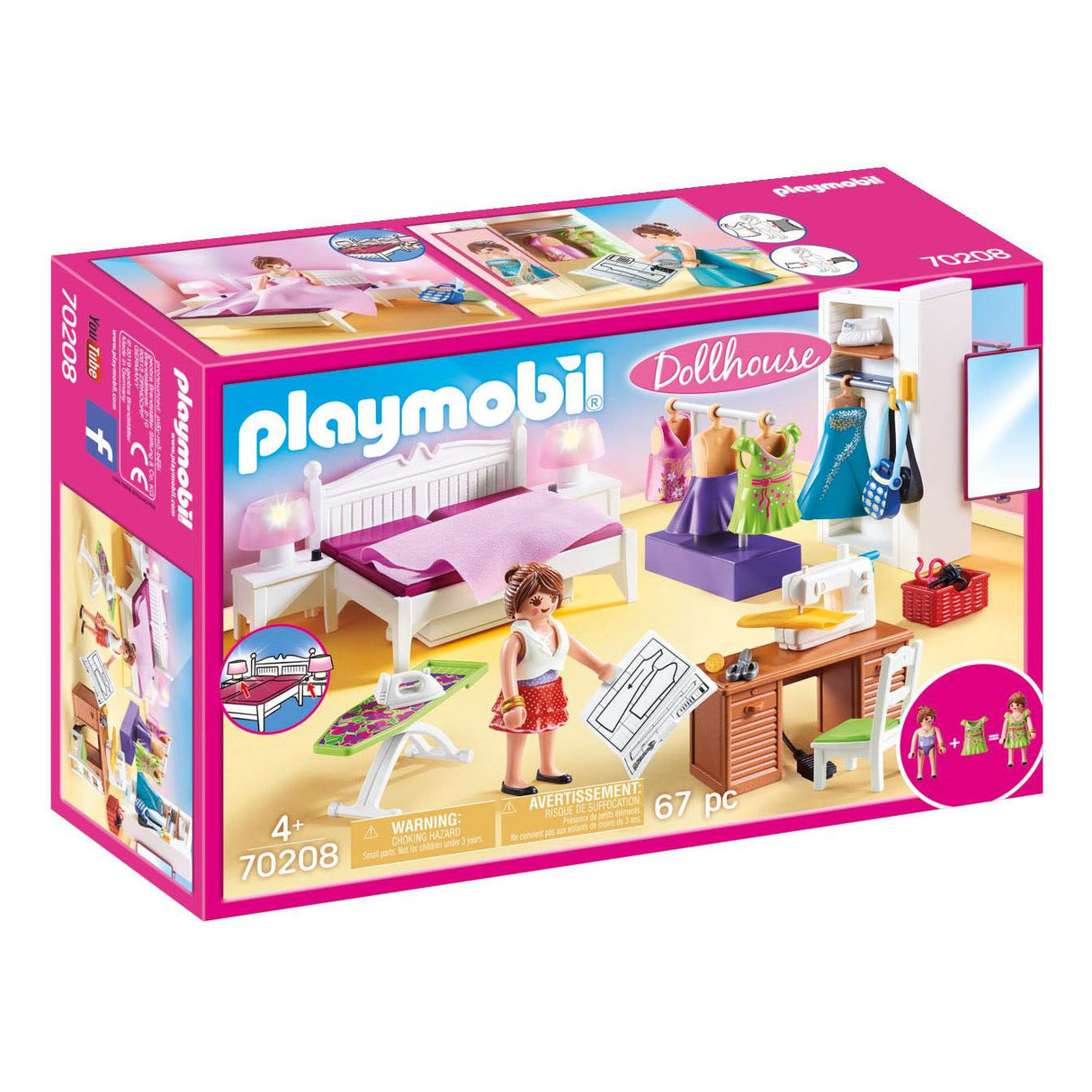 Playmobil dukkehus soveværelse med modedesign hjørne - 70208