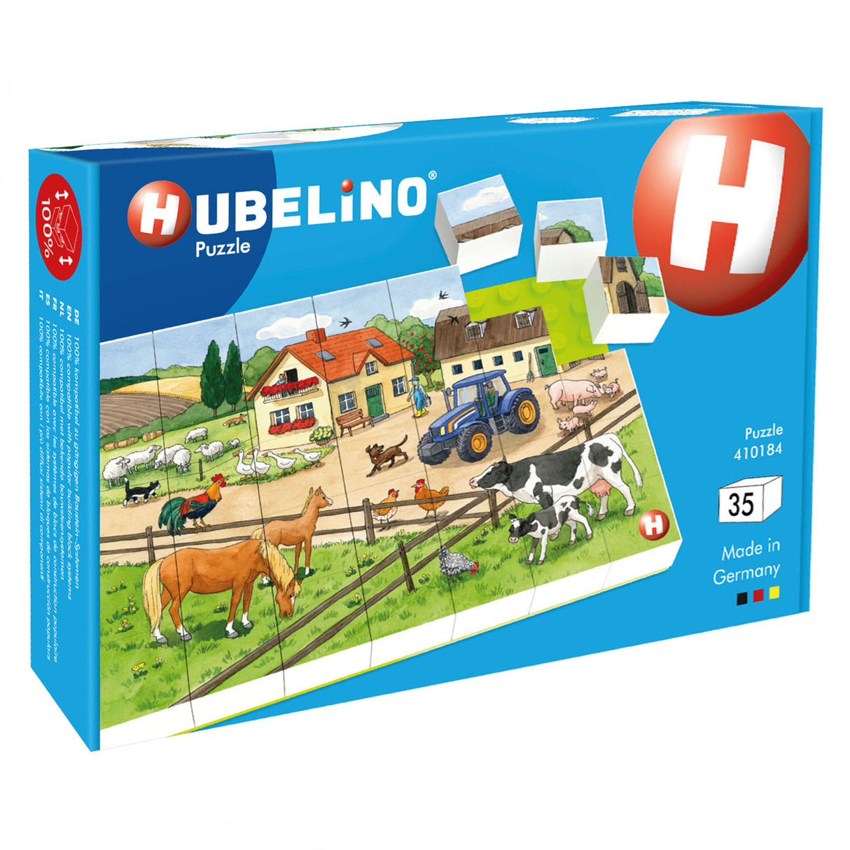 Hubelino blokpuslespil livet på gården - 35 stk.