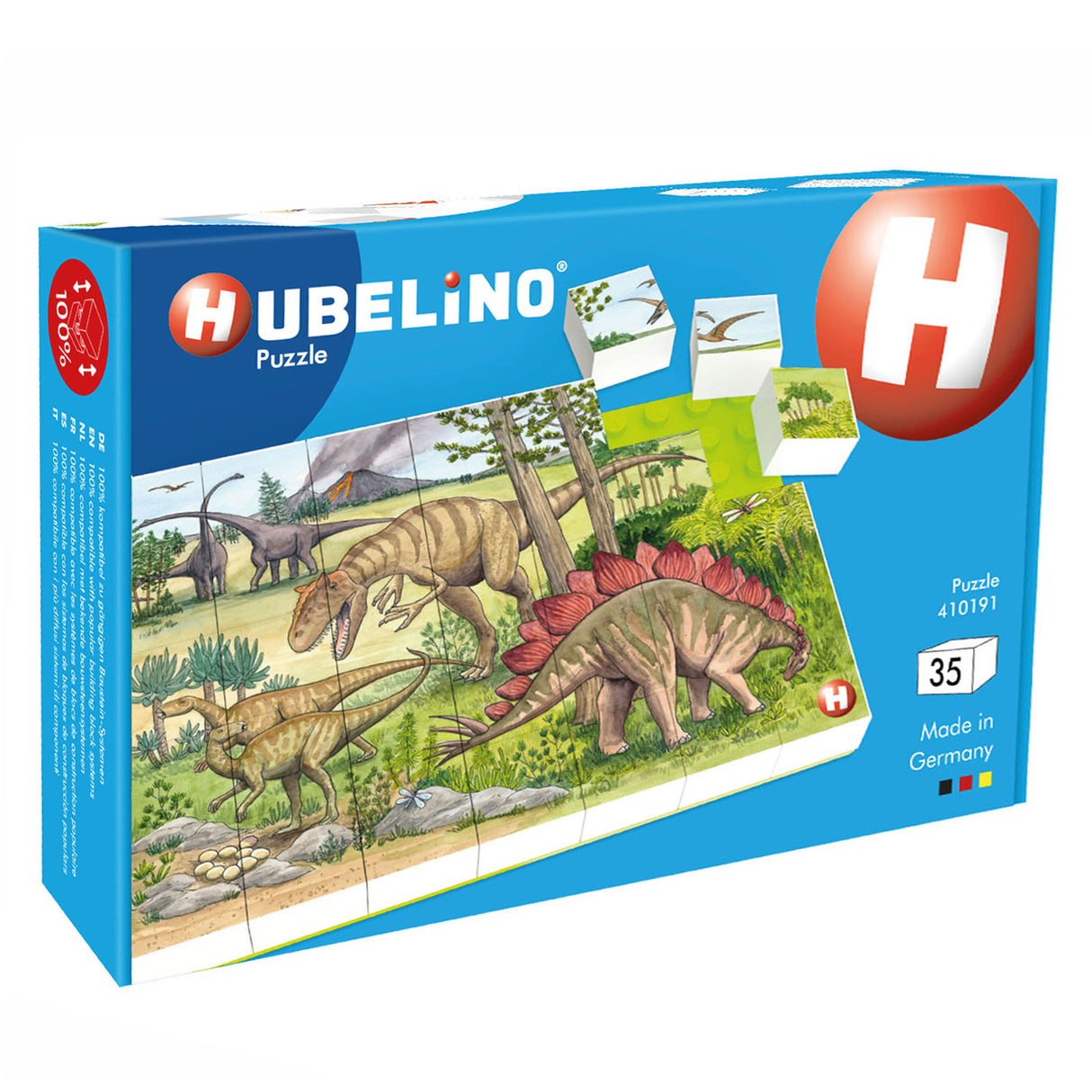 Hubelino blok puslespil dinosaur verden - 35 stk.