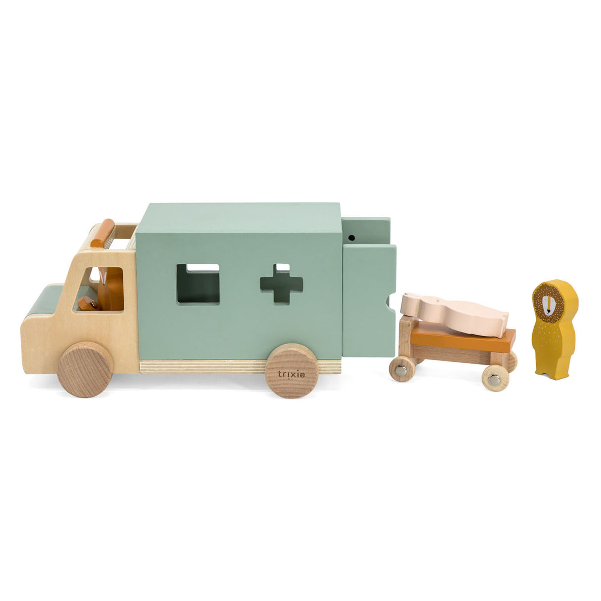 Trixie trælegetøj - ambulancebil - legetøjsbil til børn - ambulance - til drenge og piger - fsc