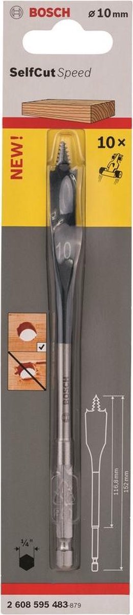 Bosch - speed boresæt selvskærende hastighed, sekskant 10 x 152 mm