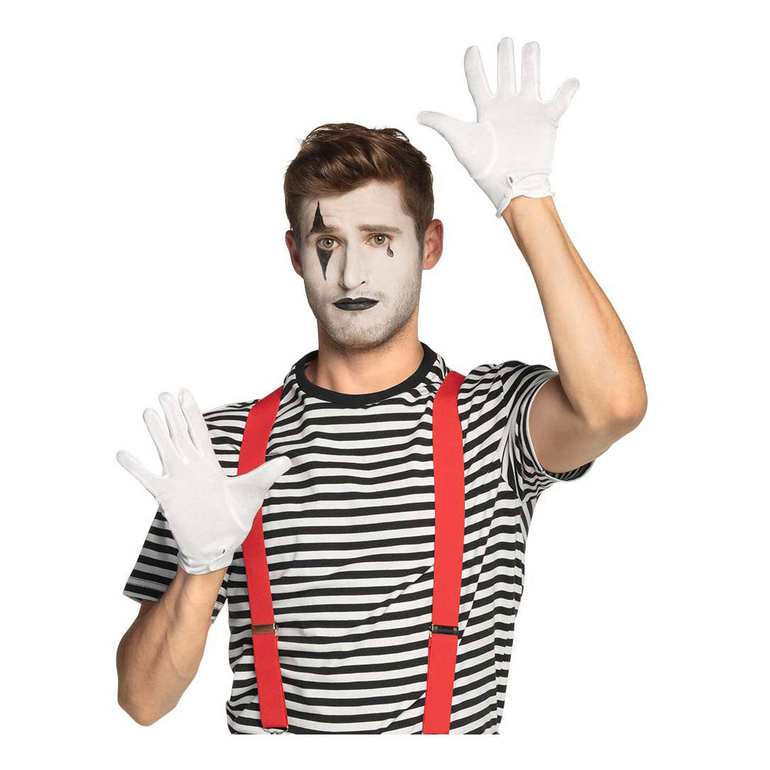 Boland handsker med trykknap hvid xl
