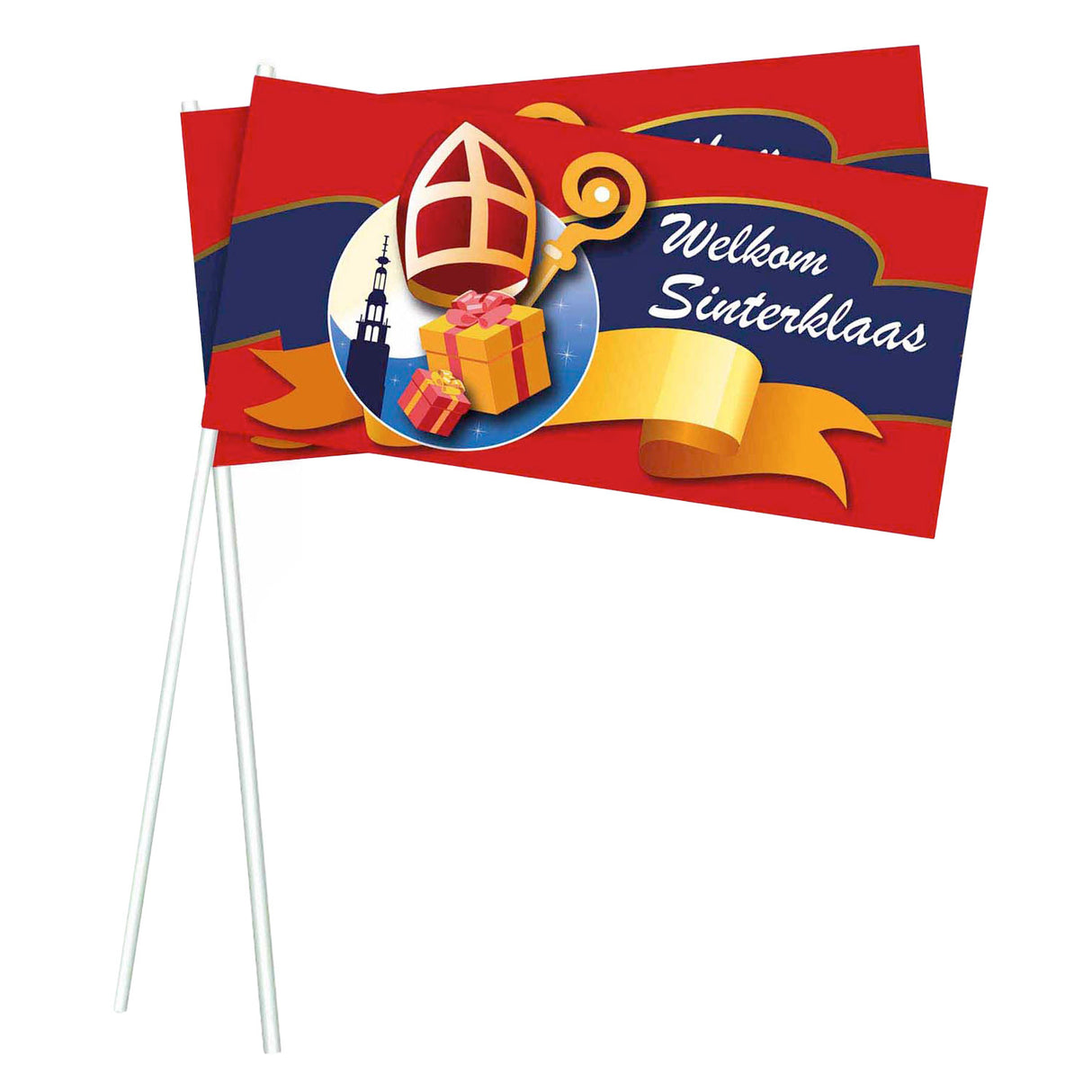 Haza Witbaard Sinterklaas viftende flag, 50 stk