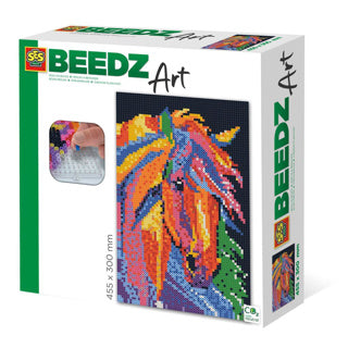 Ses creative ses beedz kunst - hestefantasi - 7000 strygeperler - kunstværk lavet af strygeperler - komplet sæt inklusive bundplader og strygeplade
