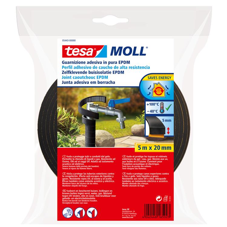 Tesa - moll - 05443 - rørisolering - 20mmx5m - sort