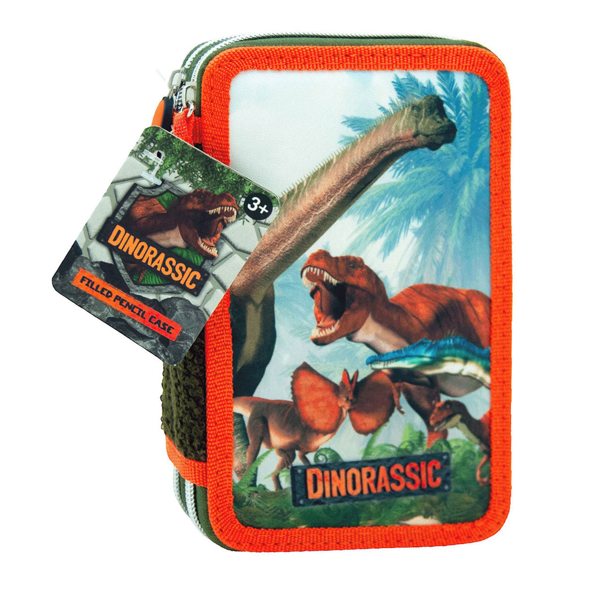Toy land dinorassic fyldt penalhus - 2 rum kuffert - 20 stykker - grøn