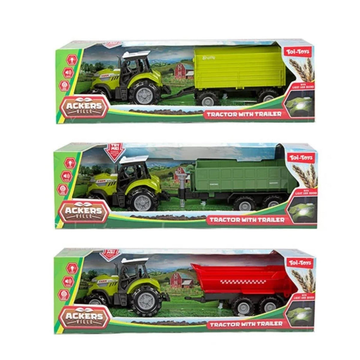 Toi-legetøj toi legetøj ackers ville traktor med trailer 10cm