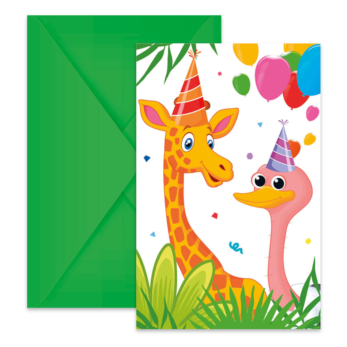 Globos invitationer og kuverter fsc jungle balloner, 6 stk.