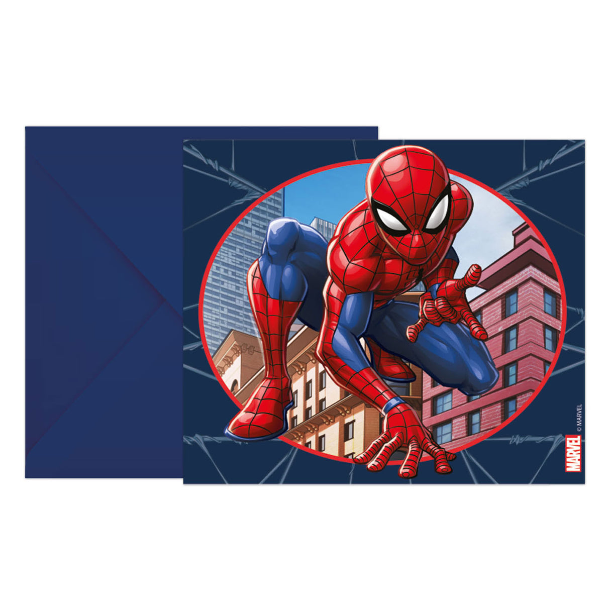 Globos invitationer og kuverter fsc spider-man crime fighter, 6 stk.