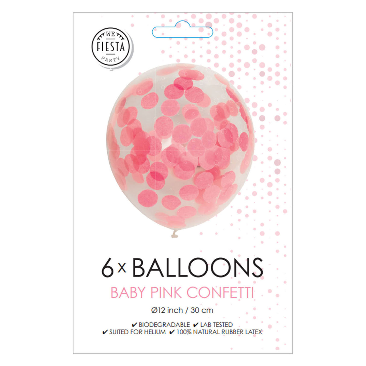 Globos konfetti balloner papirkonfetti baby pink 30cm, 6 stk.