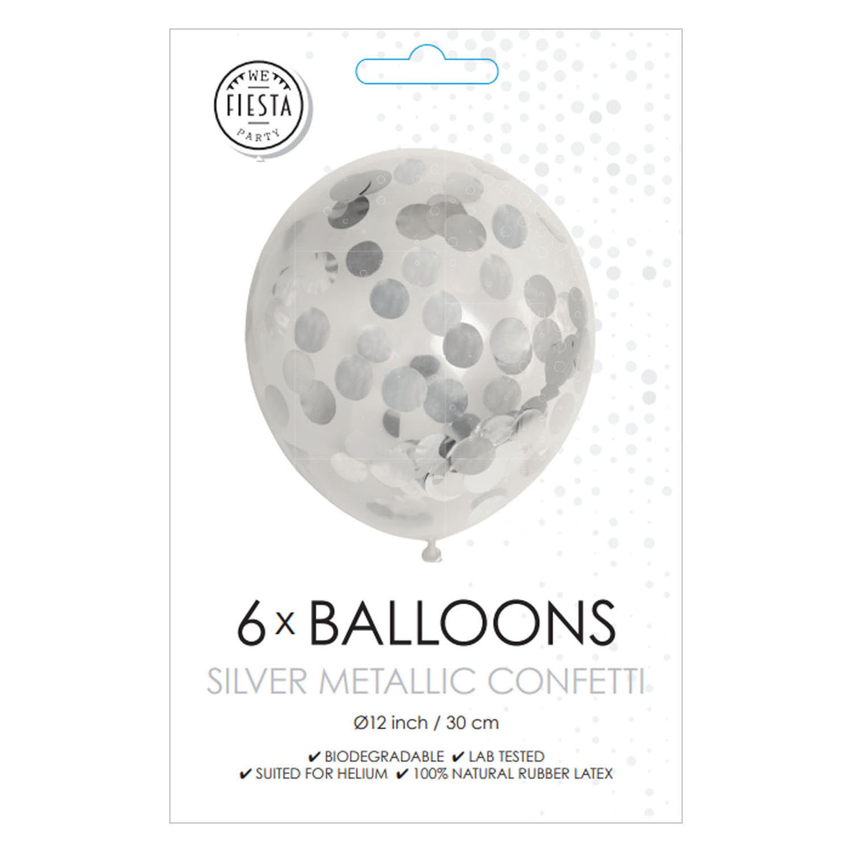 Globos konfetti balloner papirkonfetti metallic sølv 30cm, 6 stk.