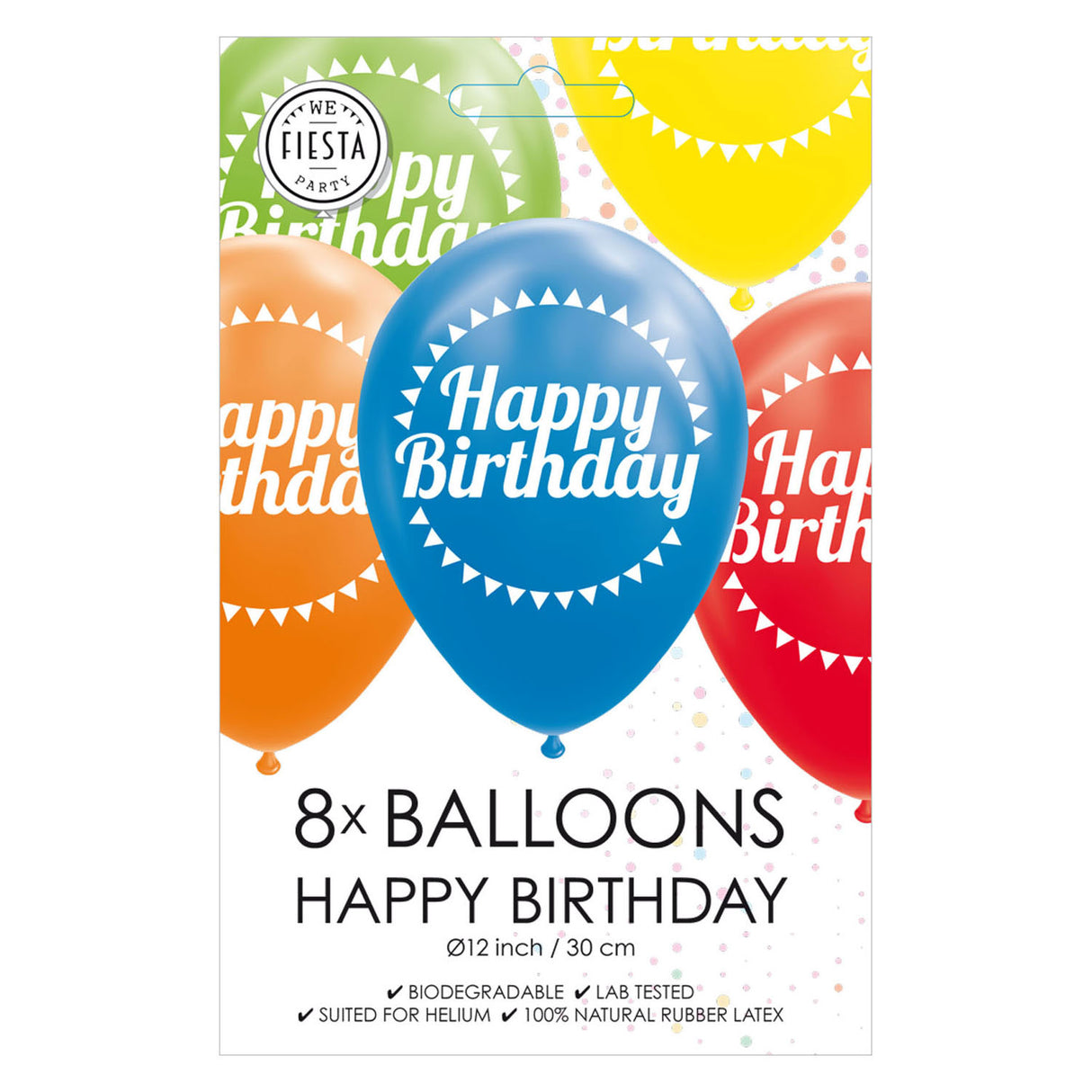 Globos balloner tillykke med fødselsdagen mix farver 30cm, 8 stk.