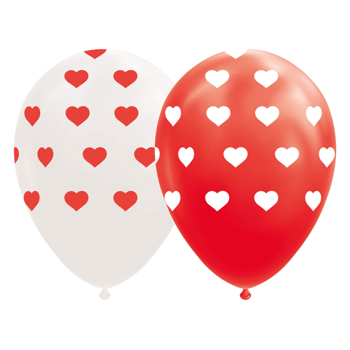 Globos balloner hjerter rød hvid 30cm, 8 stk.