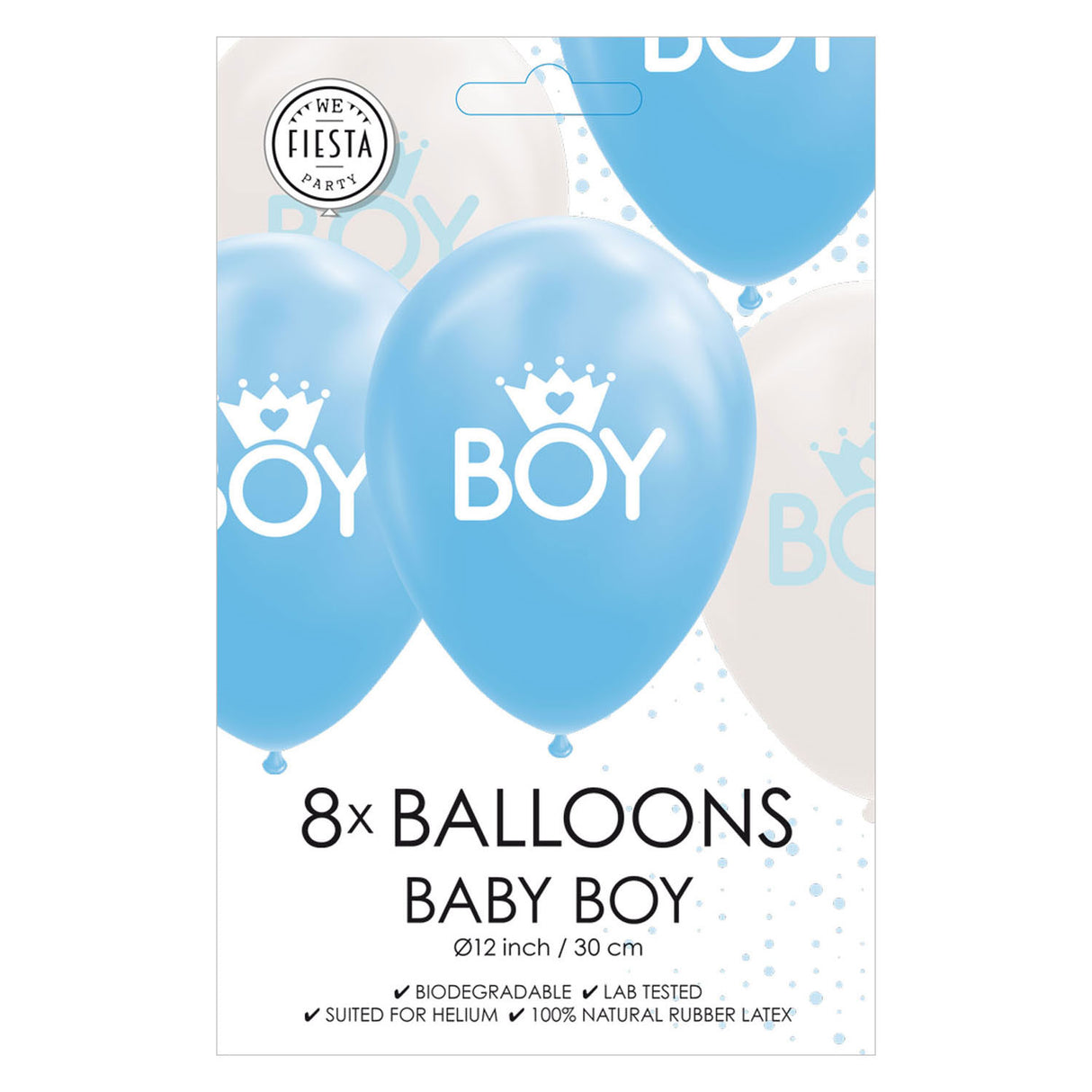 Globos balloner søn baby blå hvid 30cm, 8 stk.