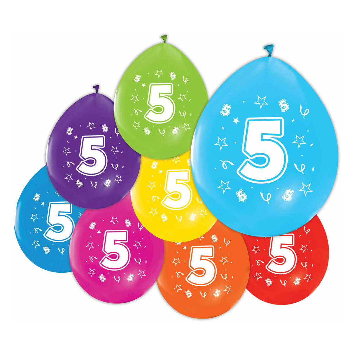 Globos balloner 2-sidet trykt nummer 5, 8 stk.