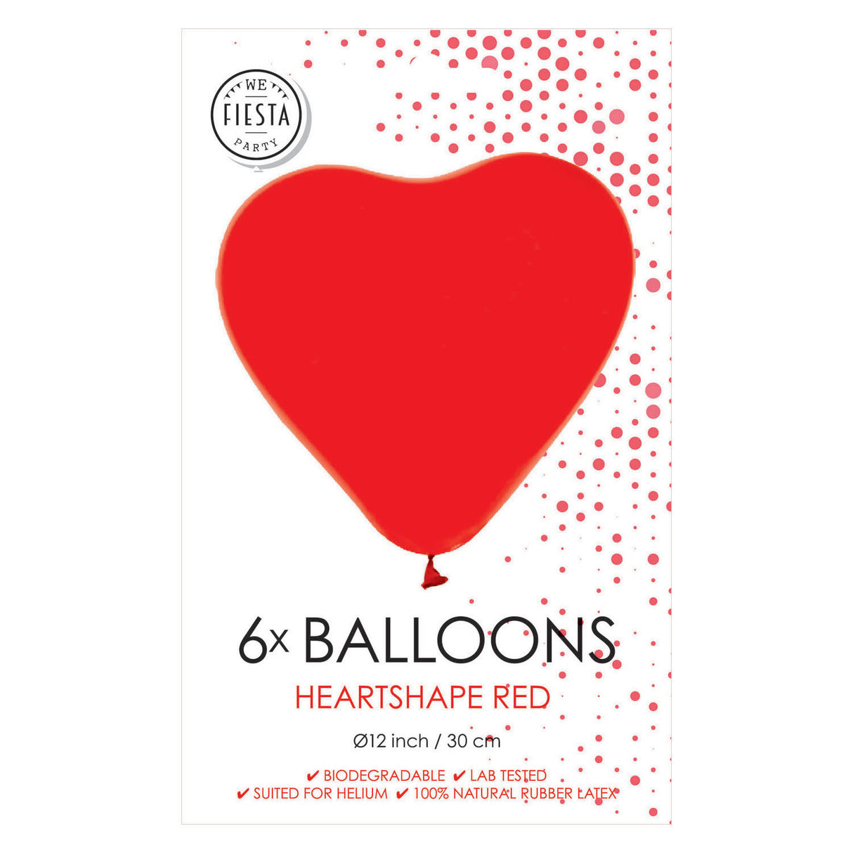 Globos balloner hjerteballoner røde 30cm, 6 stk.