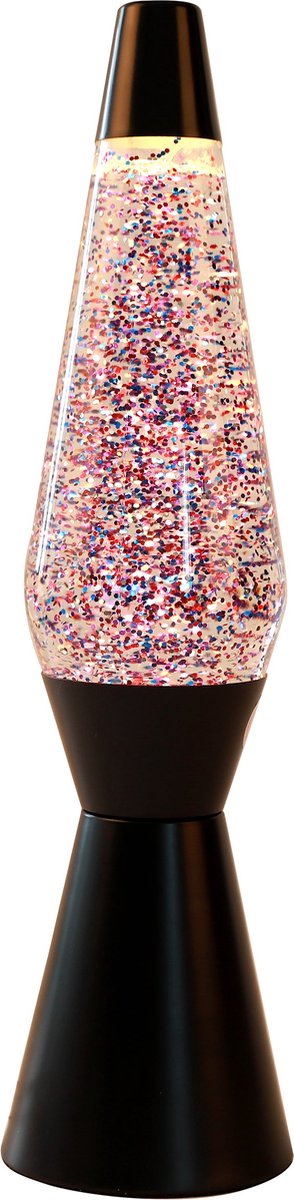 I-total lavalampe - lavalampe - humørlampe - 40x11 cm - glasaluminium - 30w - glitter lava - sort - xl2344