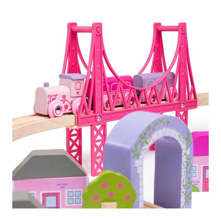 Bigjigs trætogsæt city - pink