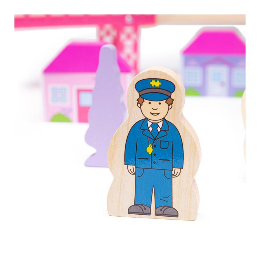 Bigjigs trætogsæt city - pink