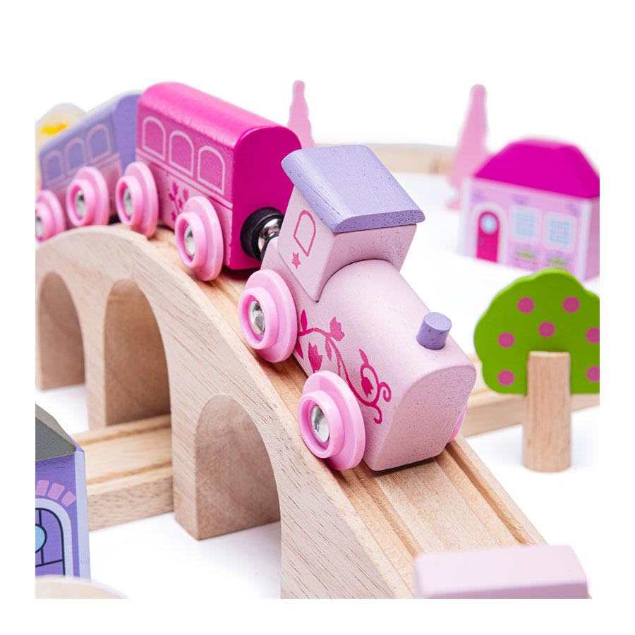 Bigjigs trætogsæt city - pink