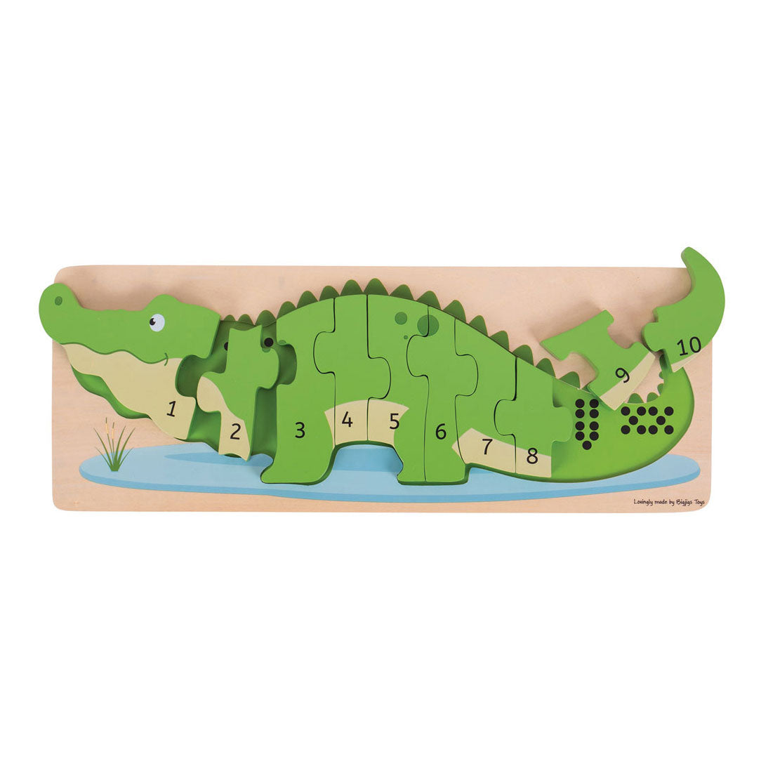 Bigjigs legetøj træpuslespil 3d krokodille - bigjigs
