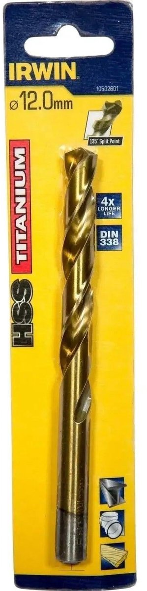 Irwin hss metalboremaskine 135° titanium 12mm - 10502601