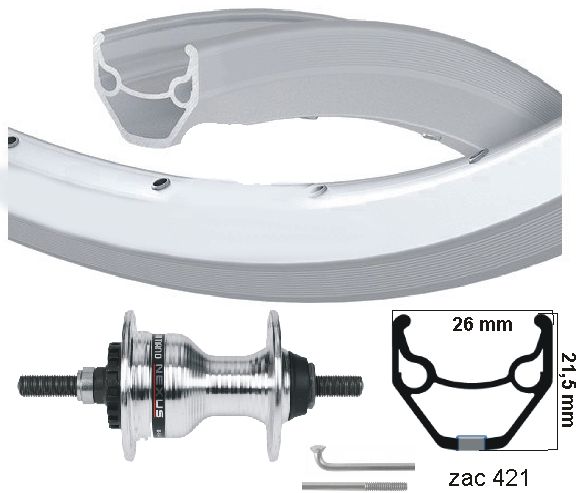 KGS forhjul 28 tommer (622) Zac 421 Silver Roller Brake