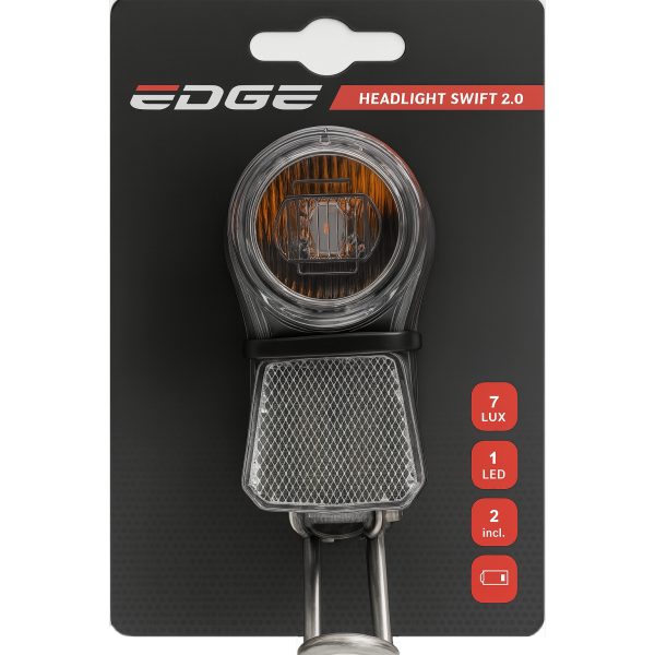 Edge forlygte swift 2.0 - 1 LED med refleks - inkl. batterier (pakket på kortet)