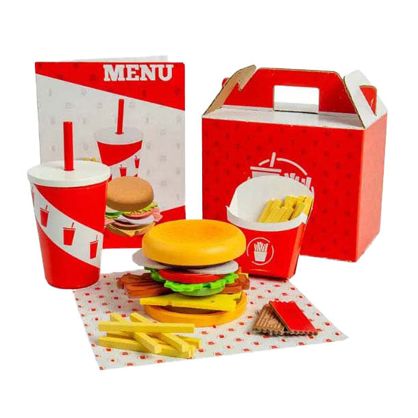Bigjigs træ burger og fritter sæt, 48 stk.