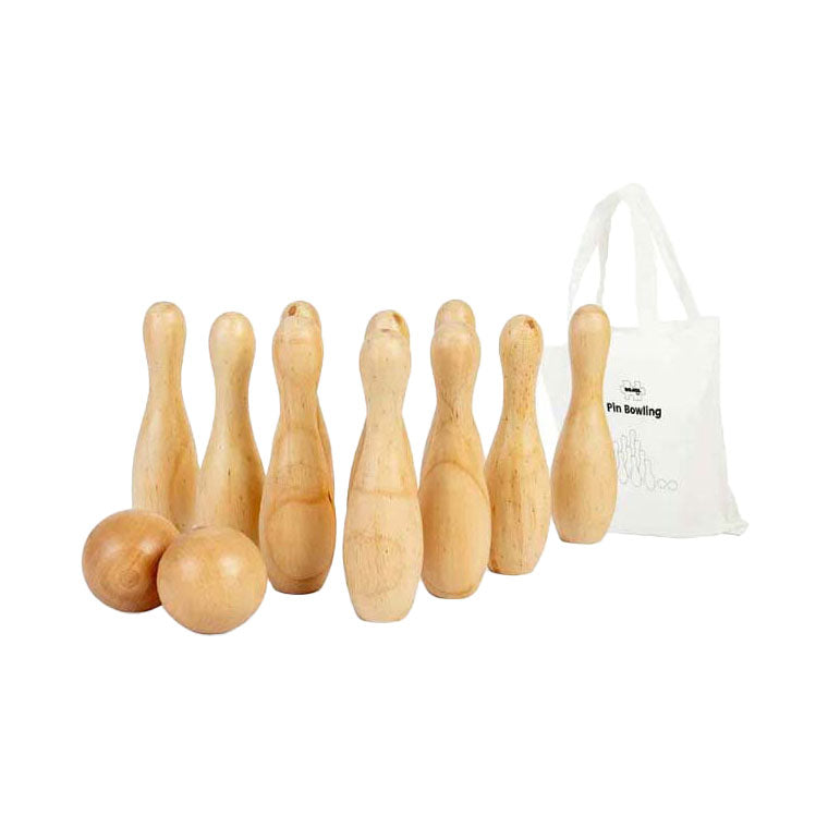 Bigjigs bowlingsæt i træ, 12 stk.