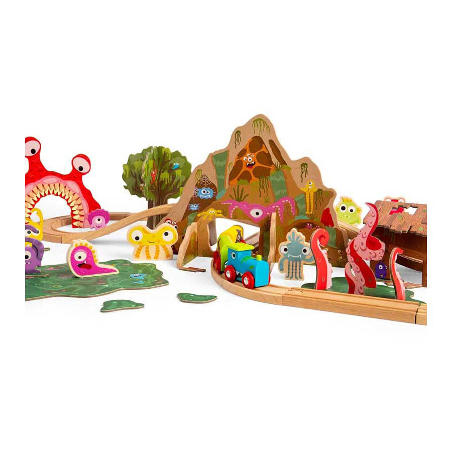 Bigjigs monstertogsæt i træ, 50 stk.