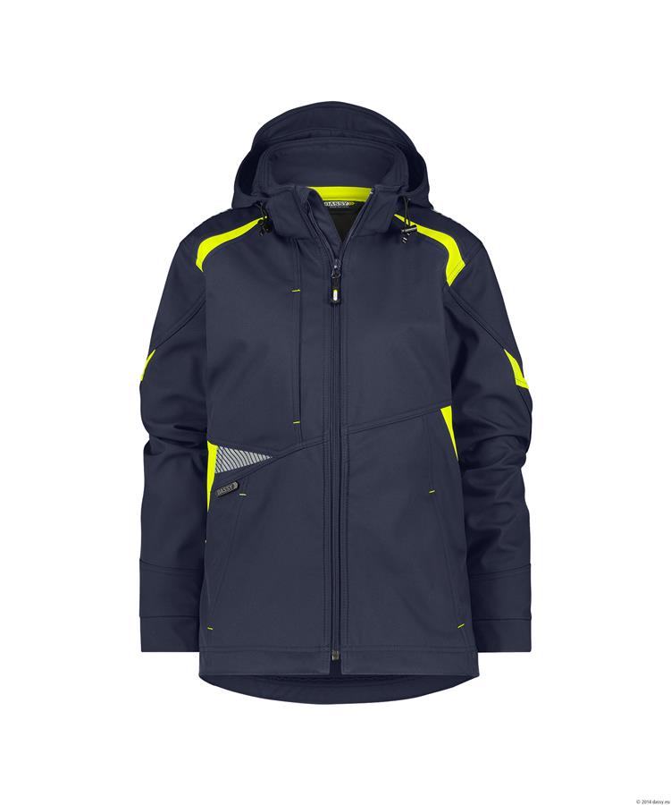 Dassy softshell kalama kvinder polyester natblå fluorescerende gul xl