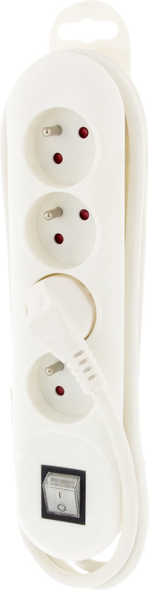 Exin-stik – 4-vejs – benjord – med afbryder – 3 x 1,5 mm – 1,5 m – hvid