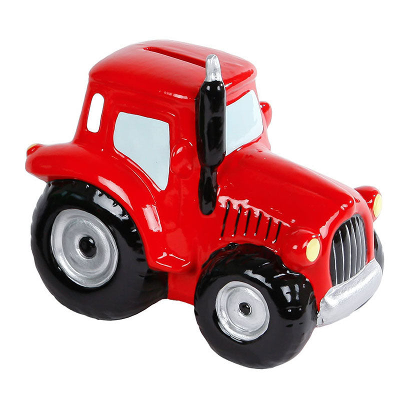 Børneklode pengekasse keramiktraktor grøn