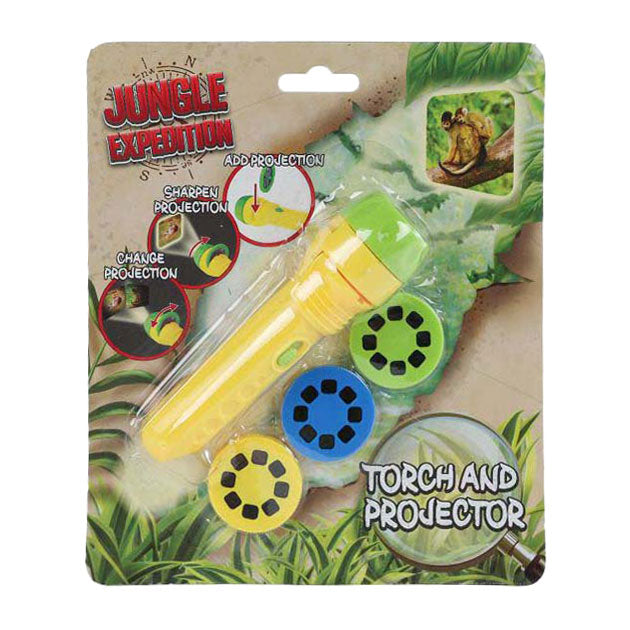 Jungle ekspedition lommelygte projektor med 24 billeder, 11 cm