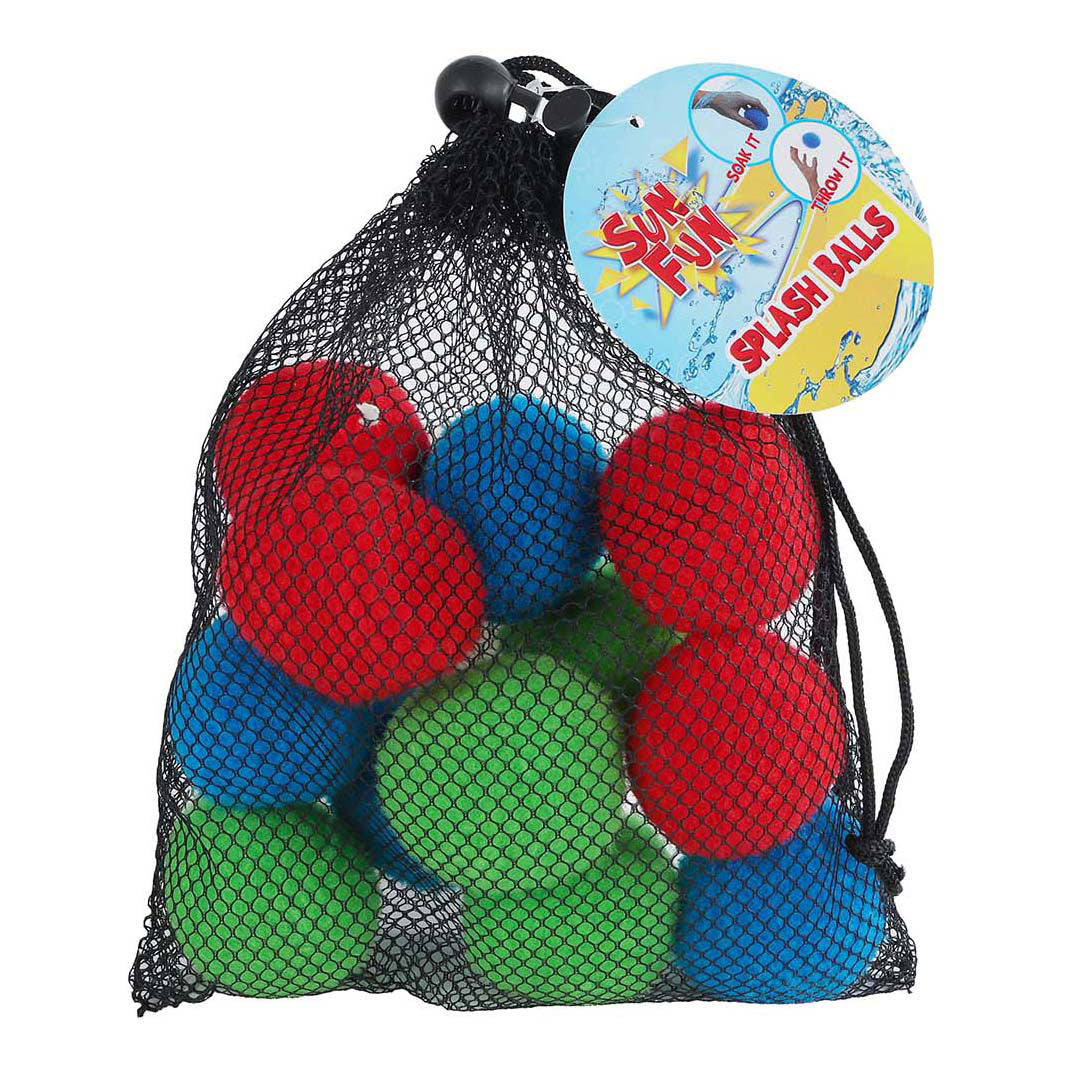 Sun fun 12 farvede vandkugler i opbevaringstaske, 6 cm