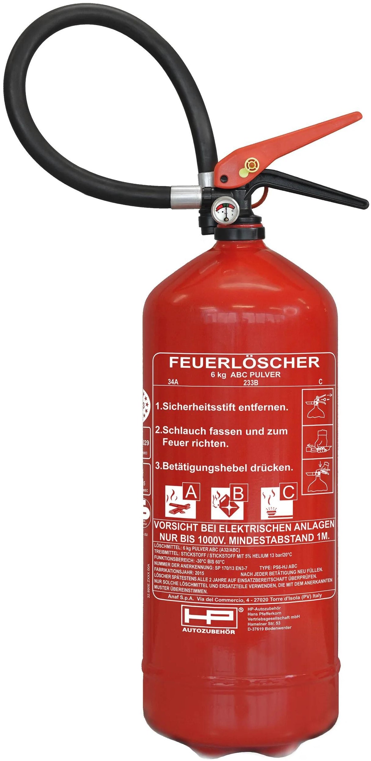 Hp feuerlöscher ildslukker abc-pow 6 kg