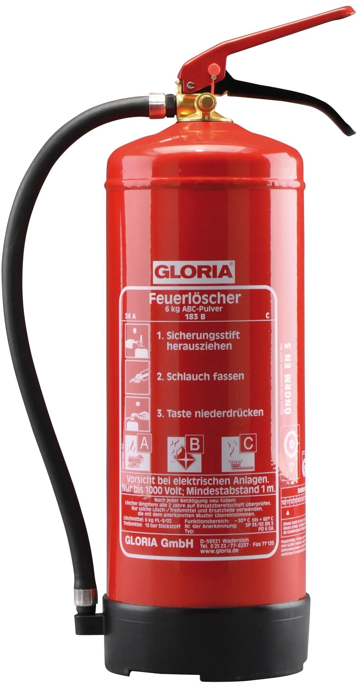 Gloria feuerlöscher pd6ga ildslukker m.perma type pd 6 ga